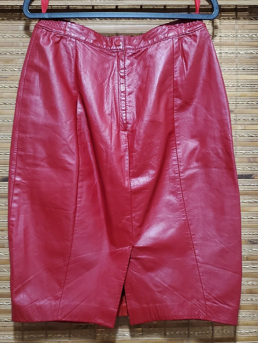 Vintage NOS New Laurels 100% Red Leather Skirt